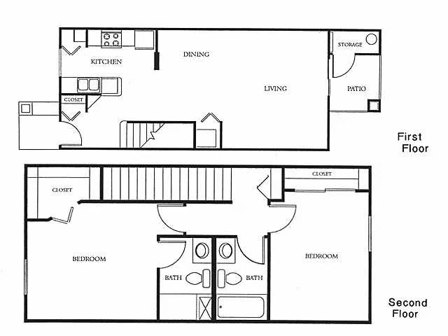 2 Beds • 2 Bath 082051A floor plan